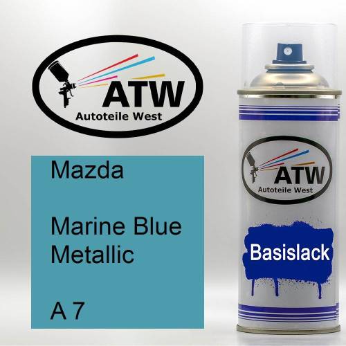 Mazda, Marine Blue Metallic, A 7: 400ml Sprühdose, von ATW Autoteile West.